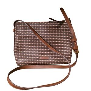 Fossil Crossbody Bag Brown Geometric Pattern ZB7226 Adjustable Strap